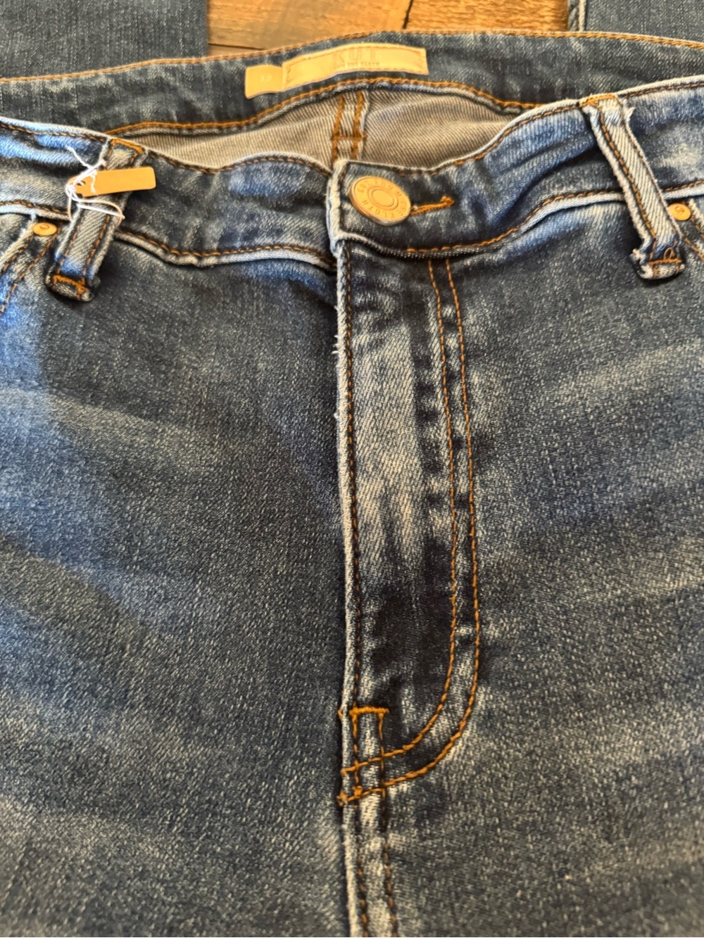 Kut from the Kloth Dark Blue Distressed Cropped Jeans - Picture 5 of 9